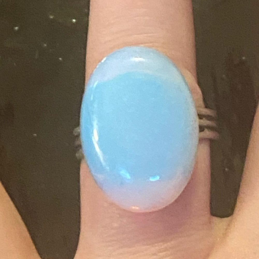 Semiprecious, Opal, Cabochon Gemstone Ring with Adjustable Size